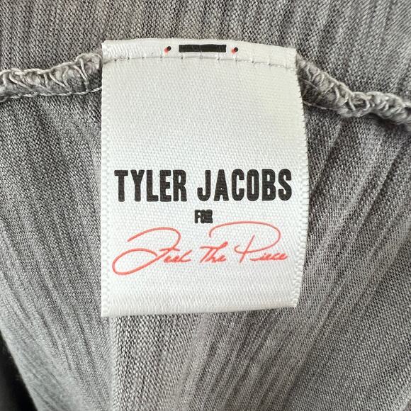 Tyler Jacobs For Feel The Piece Gray Top Cotton Round Neck Back Fringe Size XS/S - Picture 7 of 9